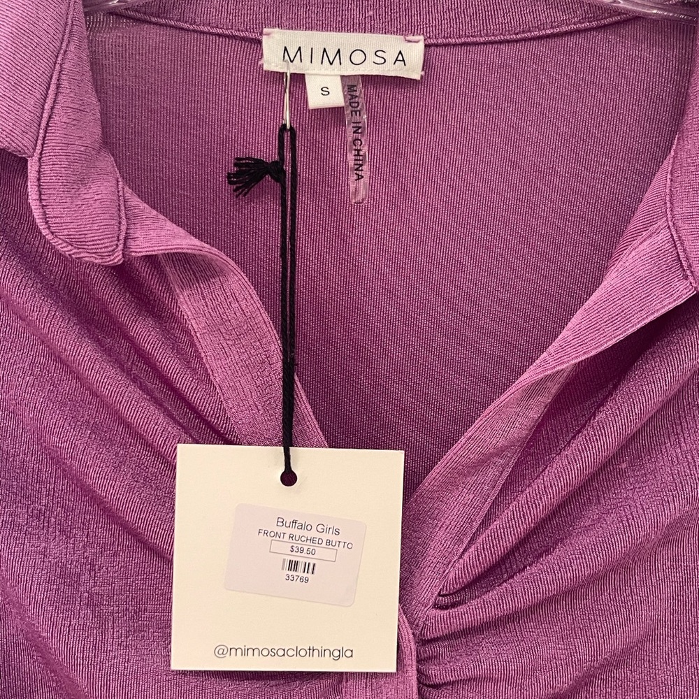 NWT | Plum Ruched Button Up Top | SZ Small - Picture 5 of 7